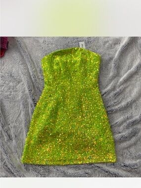 Strapless Green Sequin Party Dress
